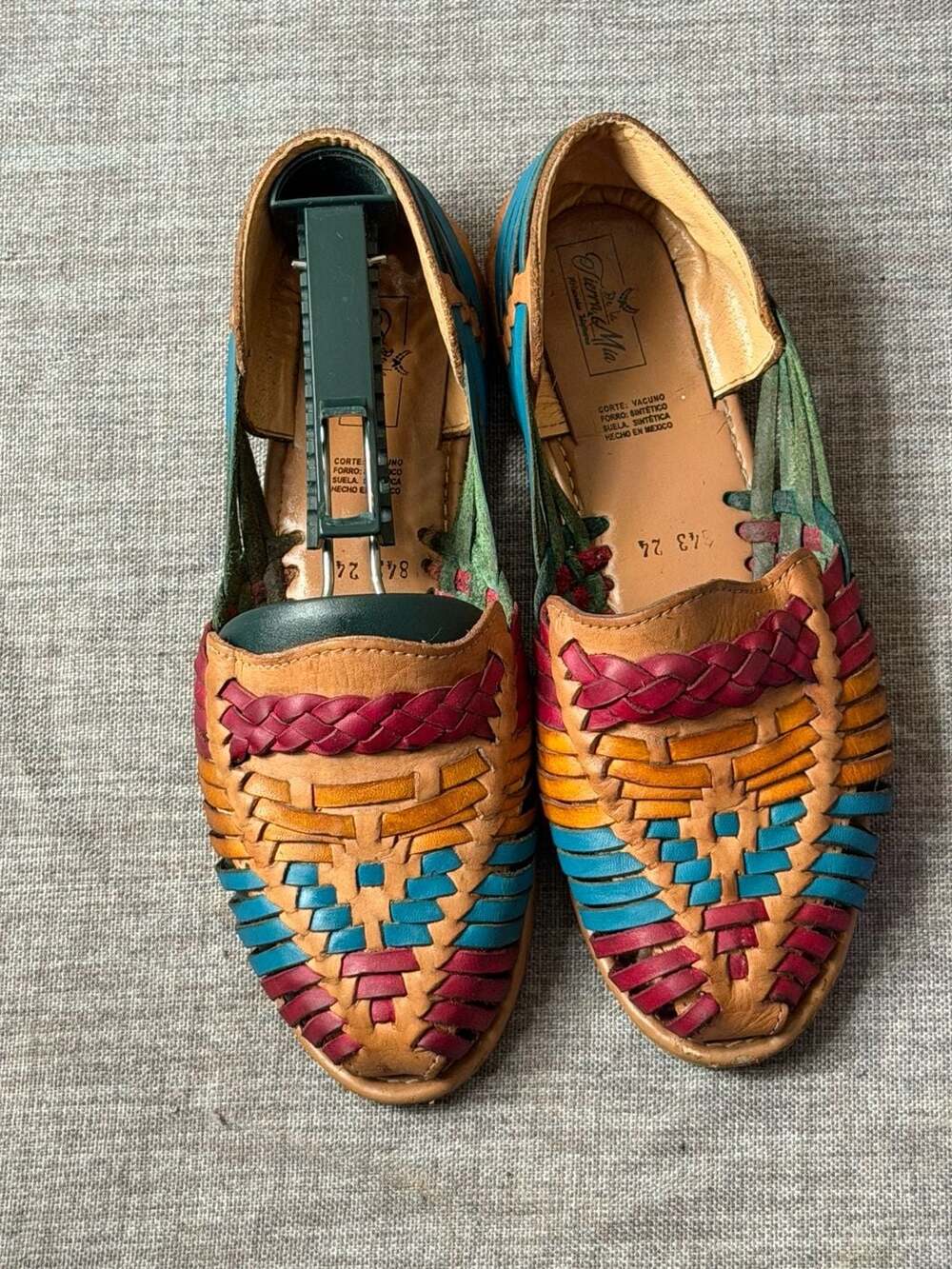 Mexican Huaraches De La Tierra Mia Multicolor Woven Leather Flats